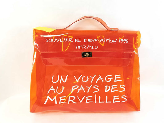 HERMES Vinyl Kelly PVC Tote Bag Orange Tote Bag