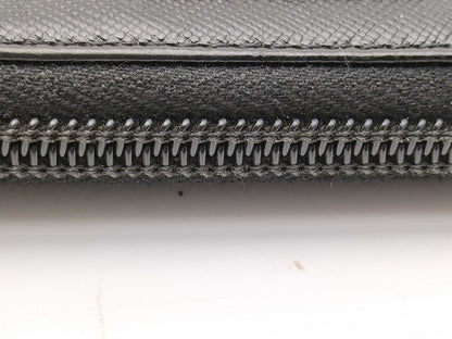 PRADA Saffiano Leather Triangle Plate Round Long Wallet