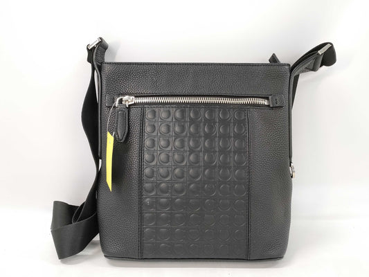 Salvatore Ferragamo Gancini Embossed Leather Shoulder Bag