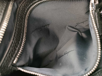 Salvatore Ferragamo Gancini Embossed Leather Shoulder Bag