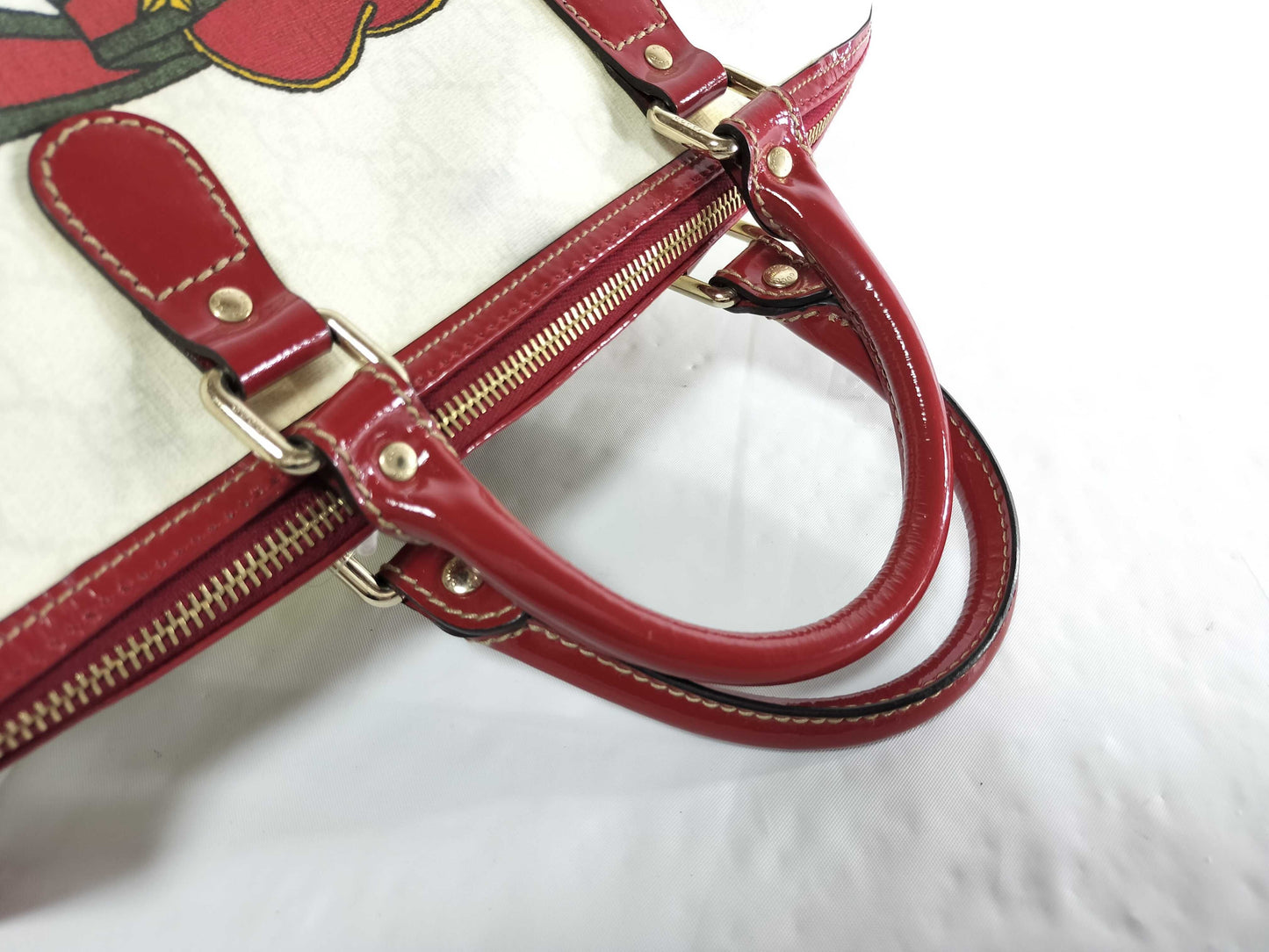 GUCCI Bamboo 189895 PVC Sherry Ribbon Boston Bag