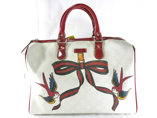 GUCCI Bamboo 189895 PVC Sherry Ribbon Boston Bag