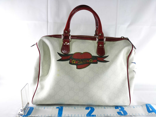 GUCCI Bamboo 189895 PVC Sherry Ribbon Boston Bag