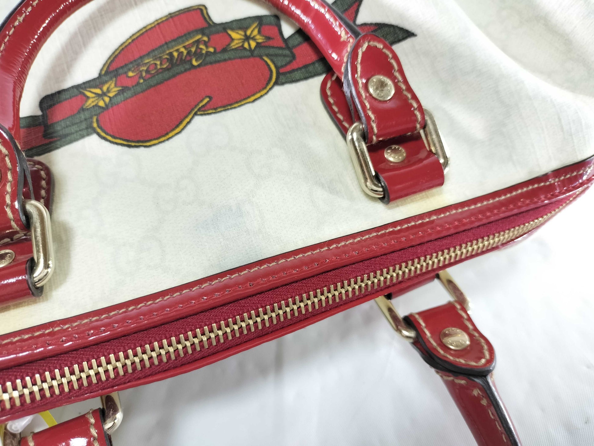 GUCCI Bamboo 189895 PVC Sherry Ribbon Boston Bag