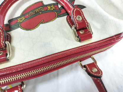 GUCCI Bamboo 189895 PVC Sherry Ribbon Boston Bag