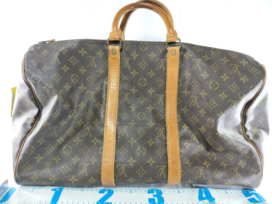 LOUIS VUITTON Monogram Keepall 50 Boston Bag with Torn Zipper Top