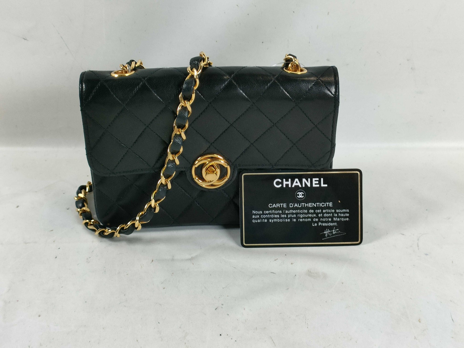 CHANEL Matelasse Matelasse Mini Turnlock Circle Chain Shoulder Bag