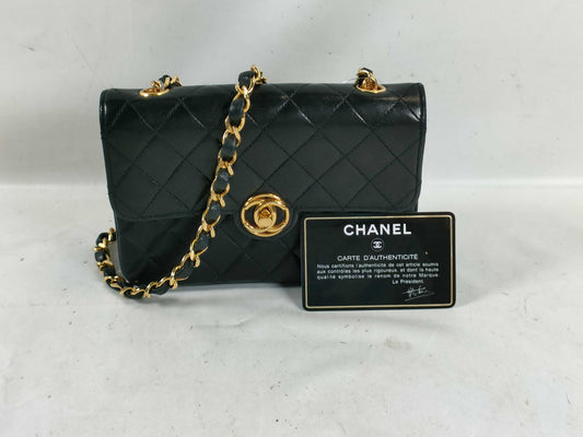 CHANEL Matelasse Matelasse Mini Turnlock Circle Chain Shoulder Bag