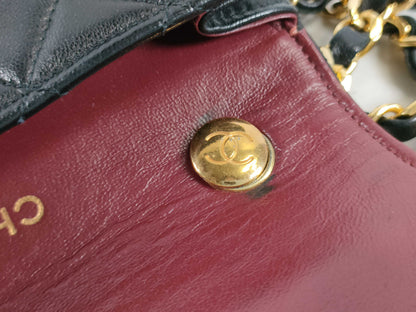 CHANEL Matelasse Matelasse Mini Turnlock Circle Chain Shoulder Bag
