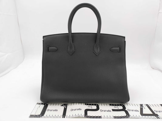 HERMES Birkin 35 handbag with GD hardware, dark gray, unclear year of manufacture stamp