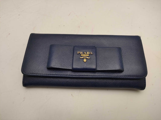 PRADA Saffiano Ribbon Round Long Wallet