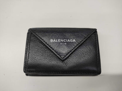 BALENCIAGA Leather Tri-fold Wallet Black 391446 Wallet