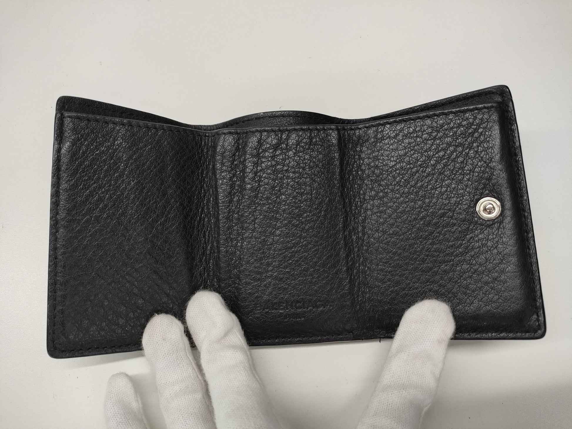 BALENCIAGA Leather Tri-fold Wallet Black 391446 Wallet