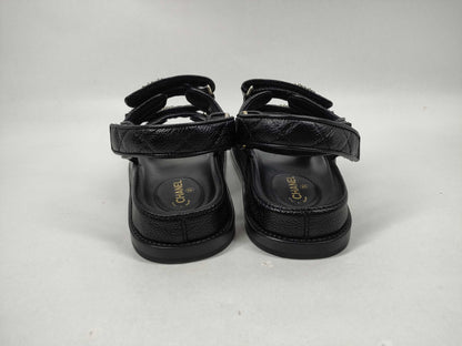 CHANEL Matelasse Gate Sandals/Matelasse/Coco Mark/37C Sandals