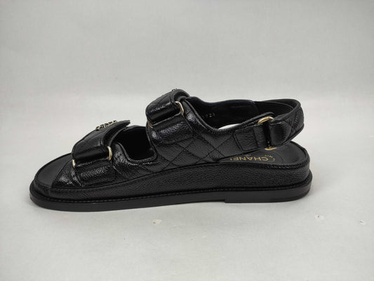 CHANEL Matelasse Gate Sandals/Matelasse/Coco Mark/37C Sandals
