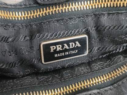 PRADA Nylon Frill Tote Bag/Black Handbag