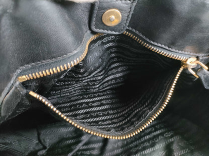 PRADA Nylon Frill Tote Bag/Black Handbag