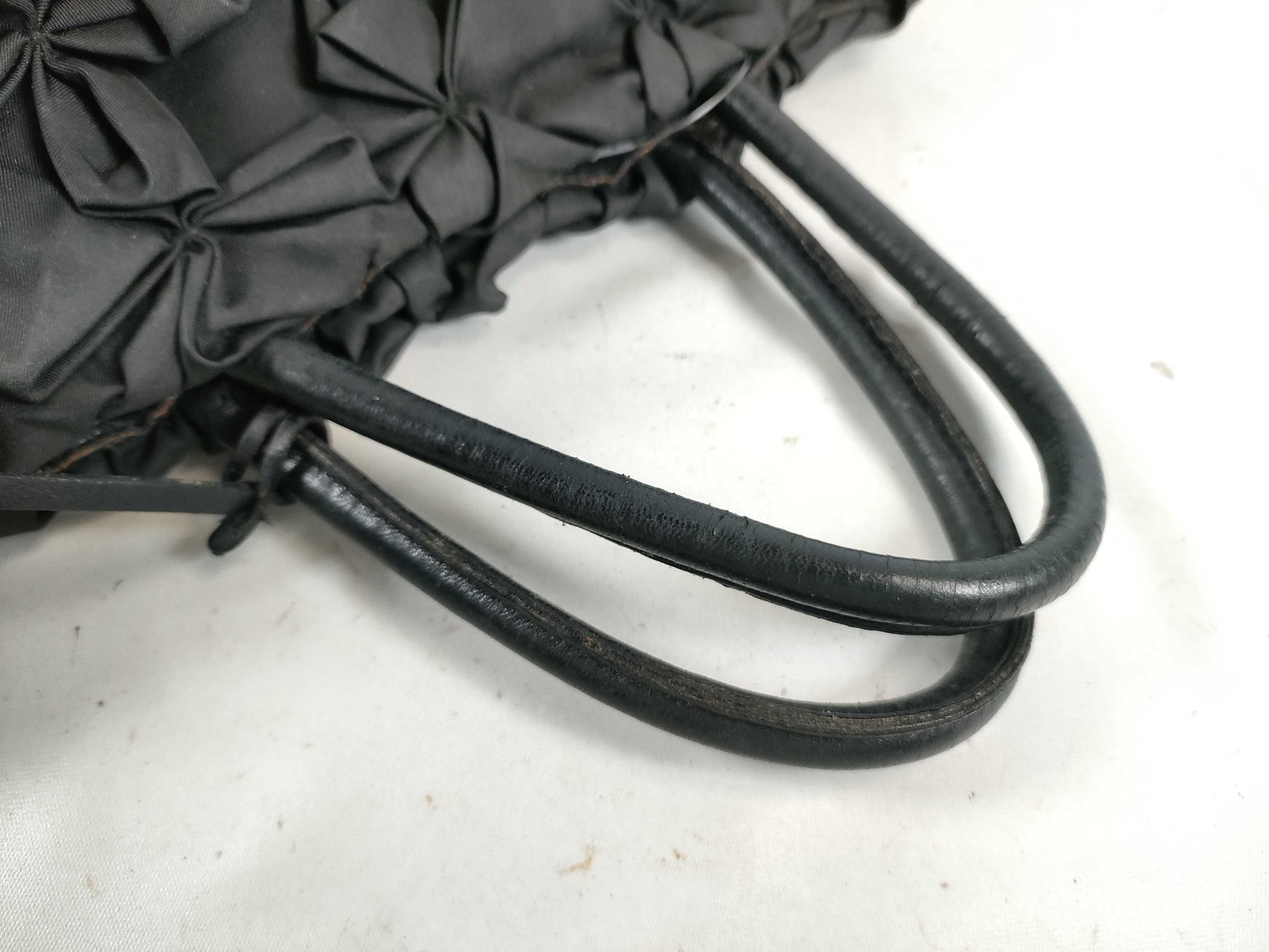 PRADA Nylon Frill Tote Bag/Black Handbag