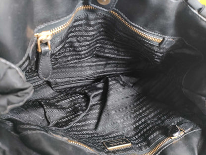 PRADA Nylon Frill Tote Bag/Black Handbag