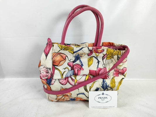 PRADA Floral Print 2-Way Tote Bag Shoulder Bag