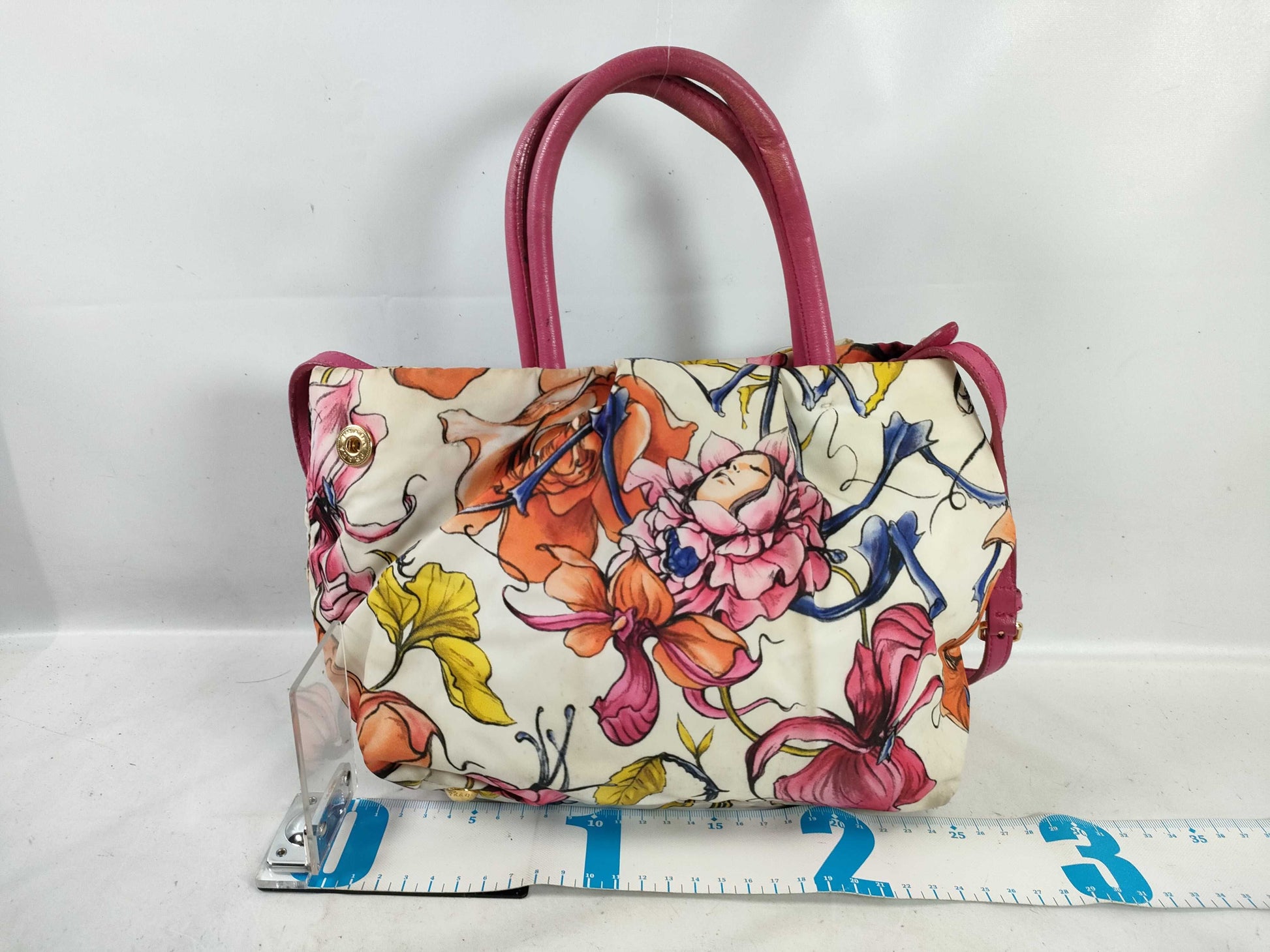 PRADA Floral Print 2-Way Tote Bag Shoulder Bag