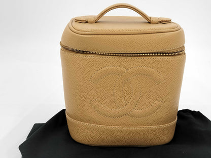 CHANEL Caviar Skin Vanity Beige Vanity Bag