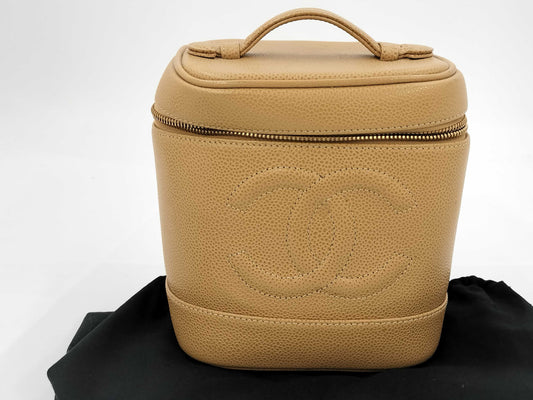 CHANEL Caviar Skin Vanity Beige Vanity Bag