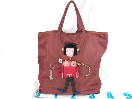 PRADA Nylon Bejeweled Robot Tote Handbag