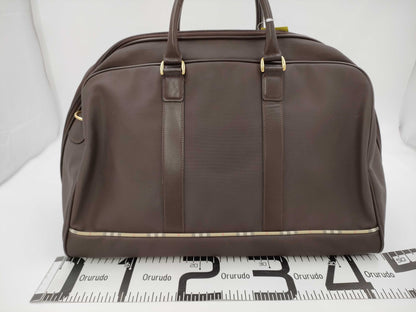 BURBERRY Leather Boston Bag with Nova Check Interior