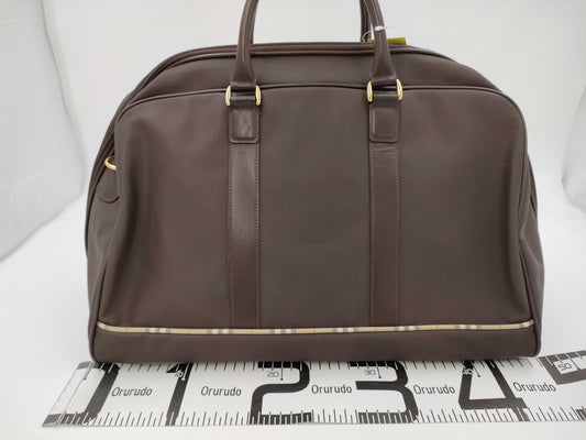 BURBERRY Leather Boston Bag with Nova Check Interior