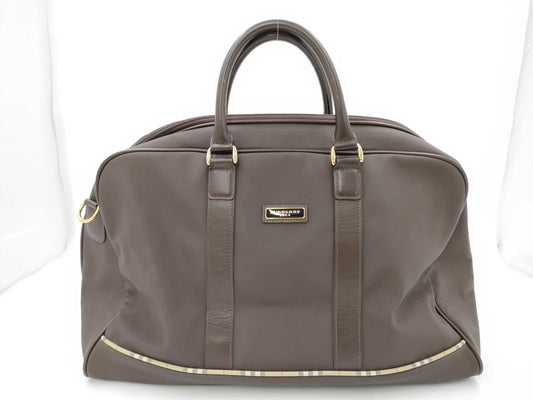 BURBERRY Leather Boston Bag with Nova Check Interior