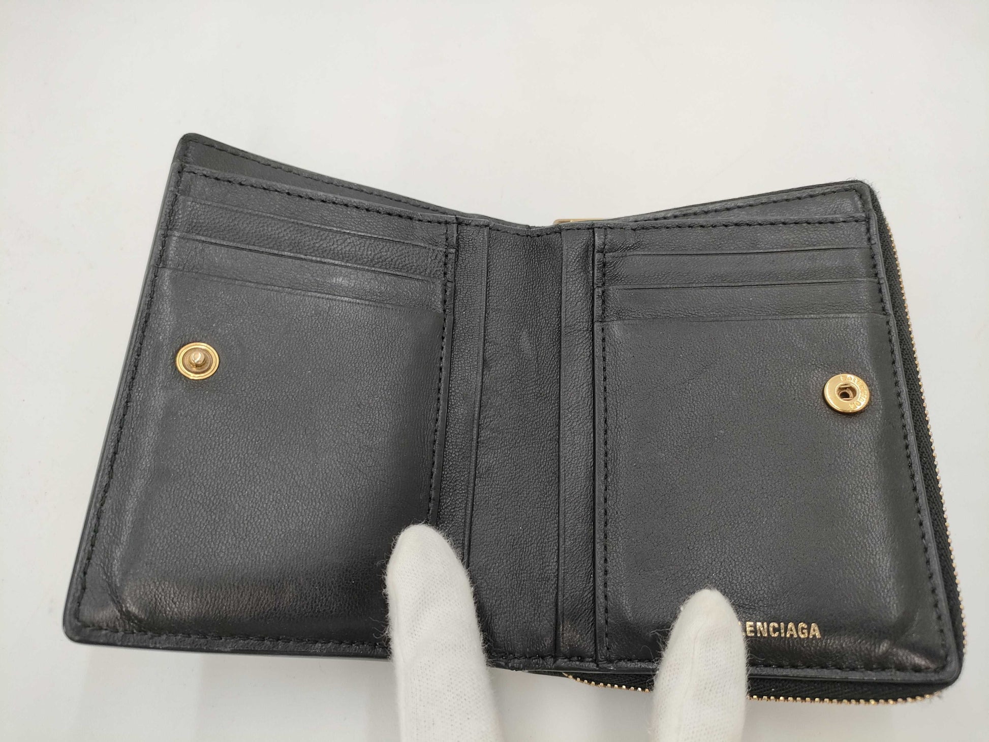 BALENCIAGA Bifold Zippy Wallet Leather Wallet