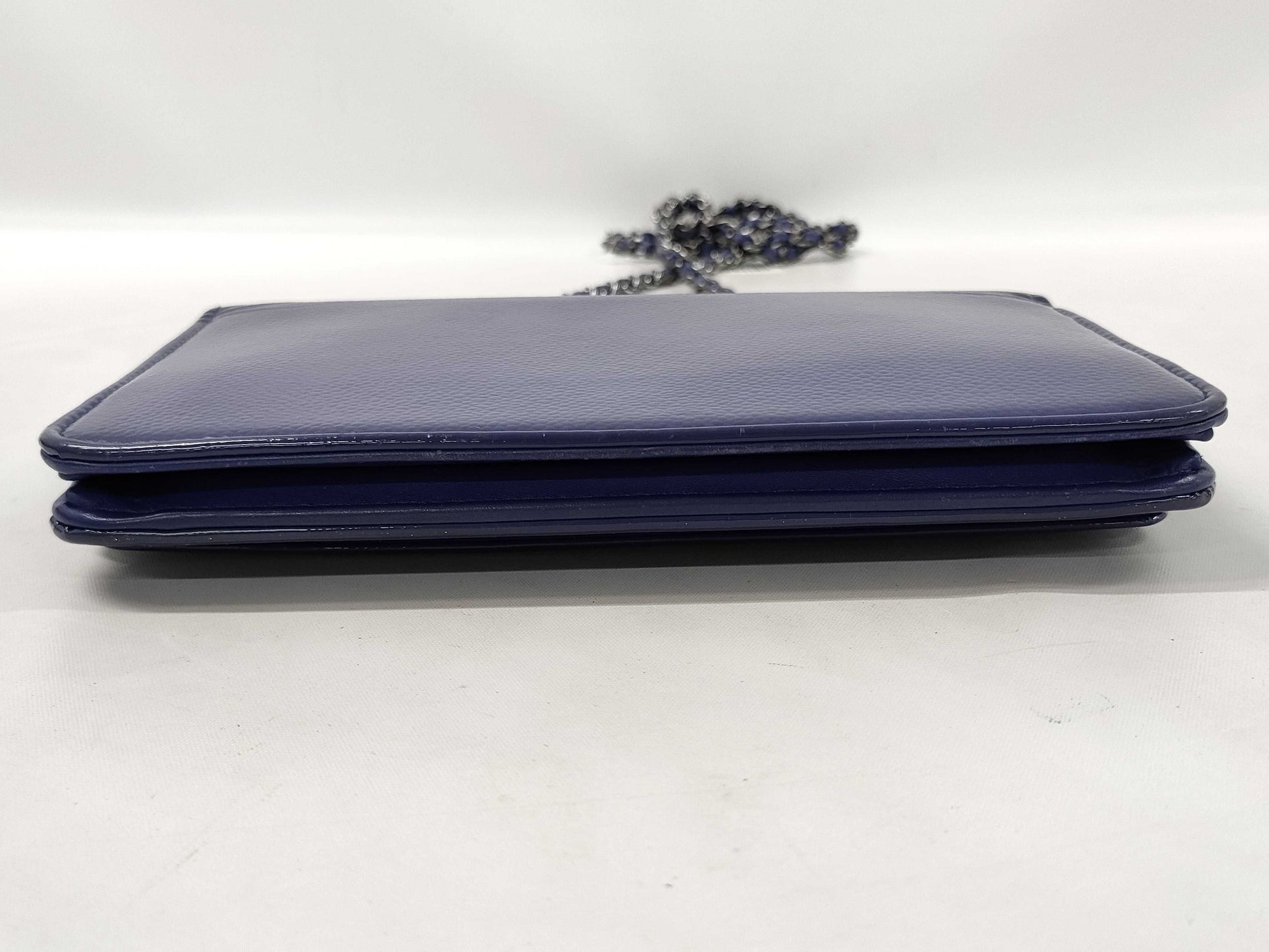 CHANEL Patent Chain Wallet Blue Shoulder Bag