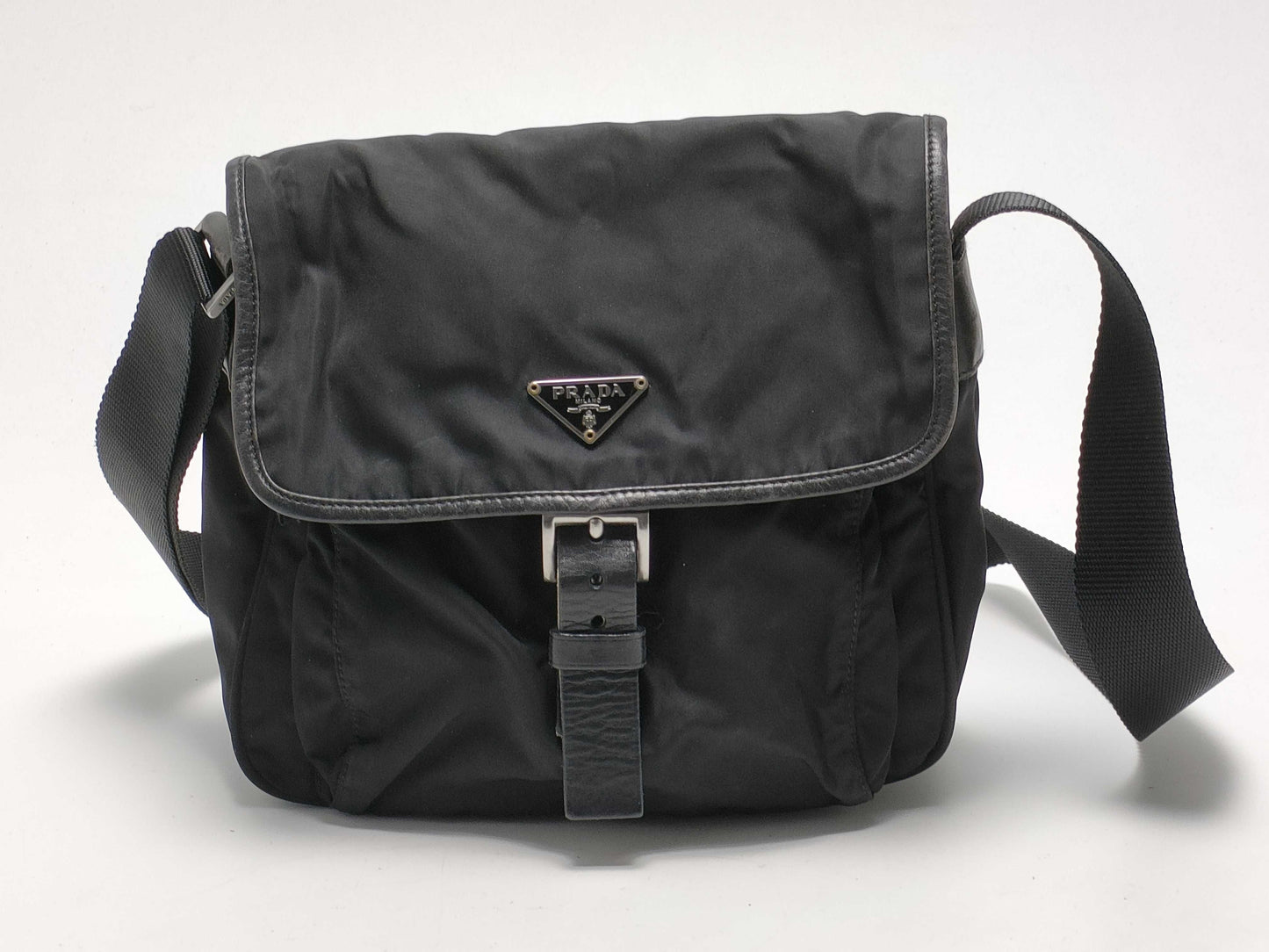PRADA nylon shoulder bag/triangle logo shoulder bag