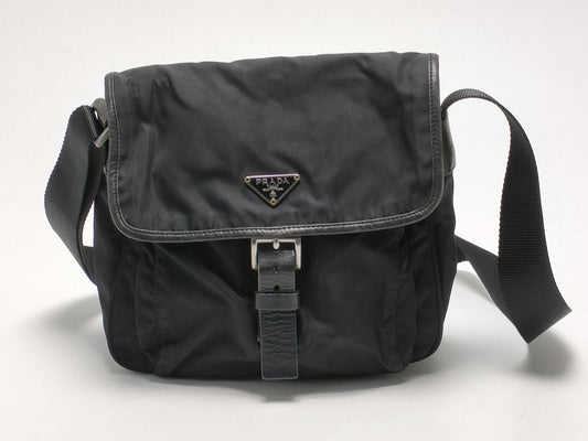 PRADA nylon shoulder bag/triangle logo shoulder bag