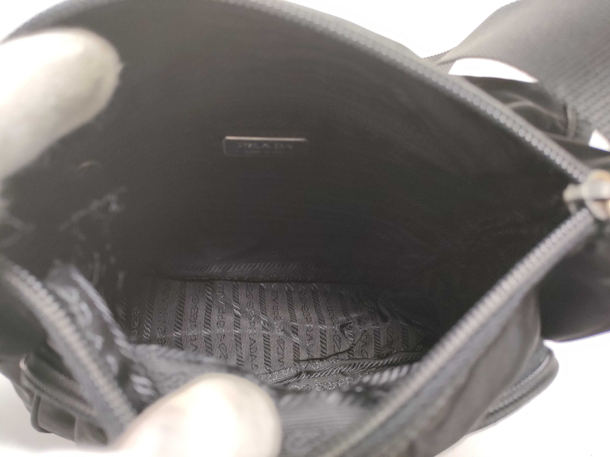 PRADA nylon shoulder bag/triangle logo shoulder bag