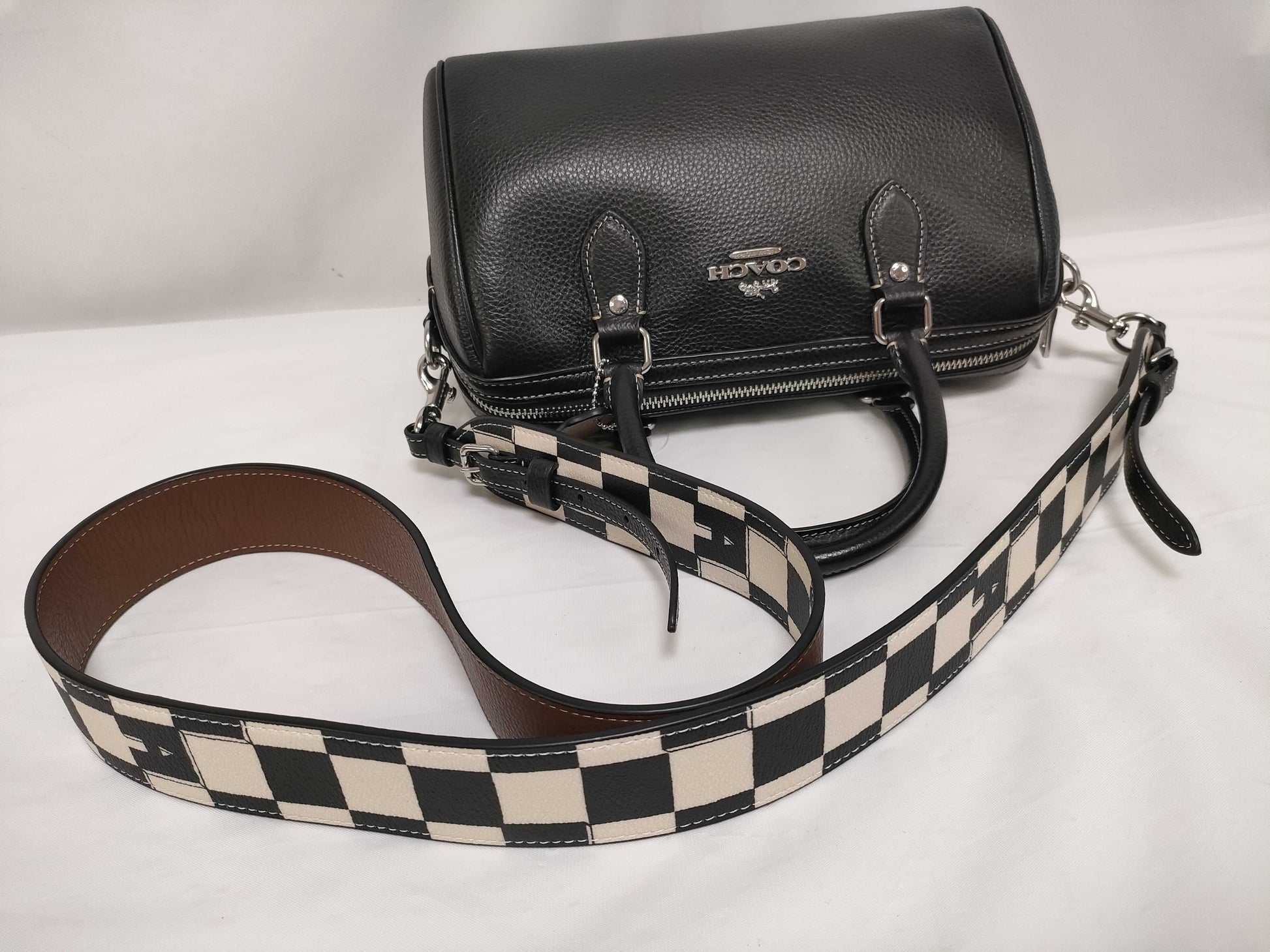 COACH CR102 Rowan Satchel Checkered Handbag