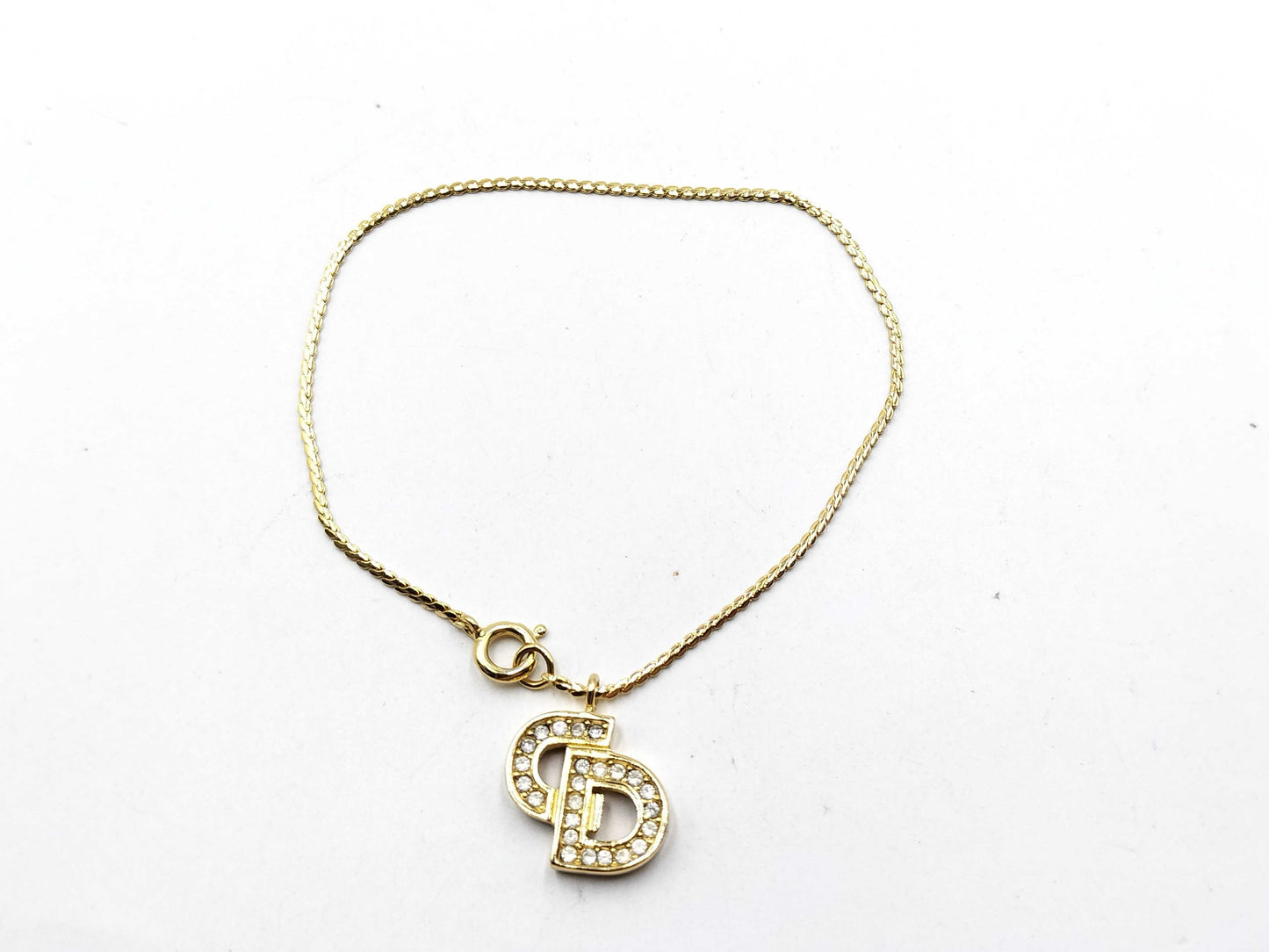 Dior CD logo rhinestone bracelet necklace
