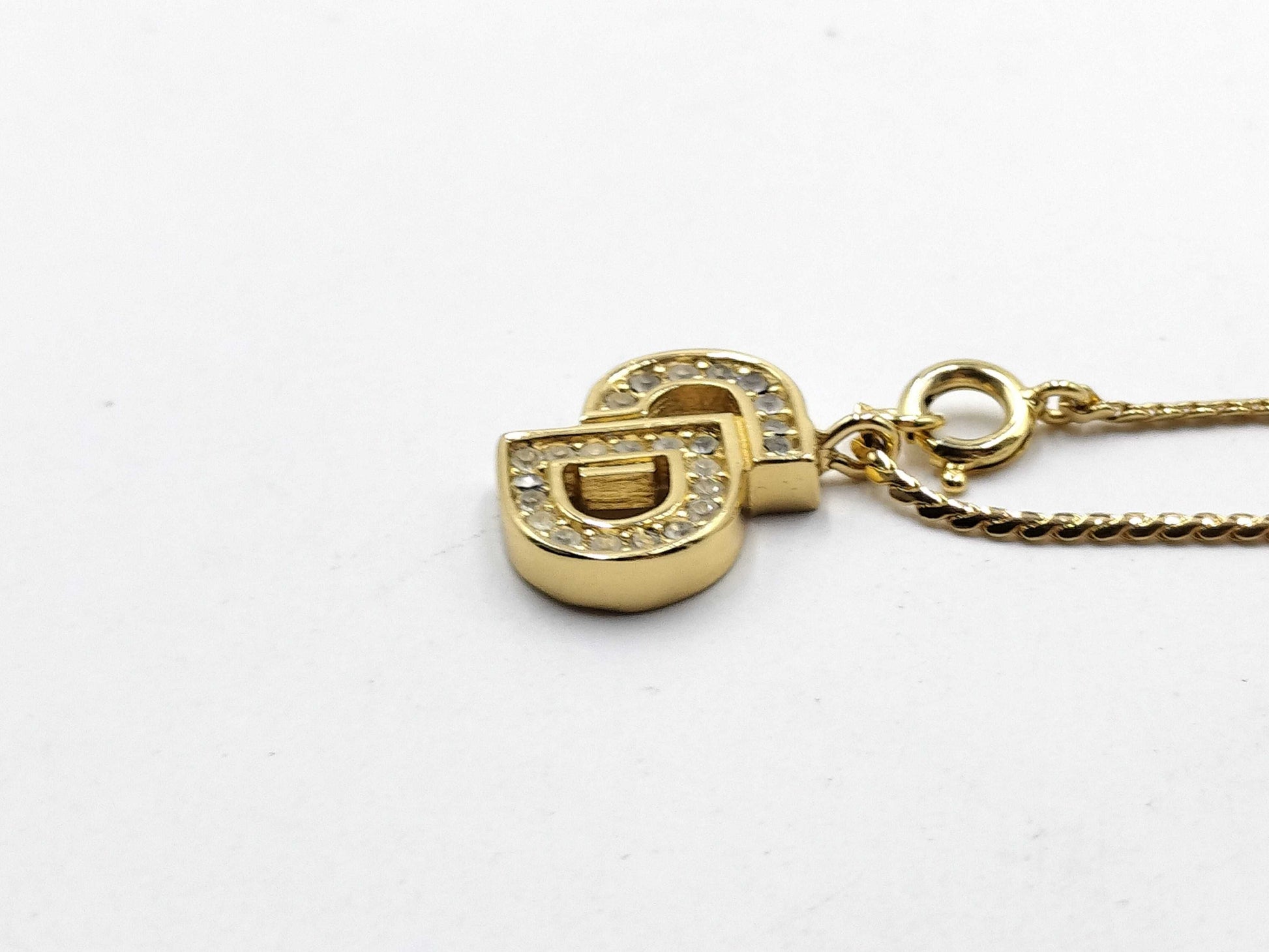 Dior CD logo rhinestone bracelet necklace