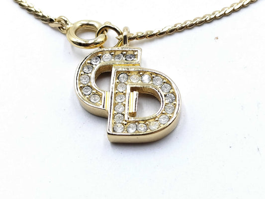 Dior CD logo rhinestone bracelet necklace