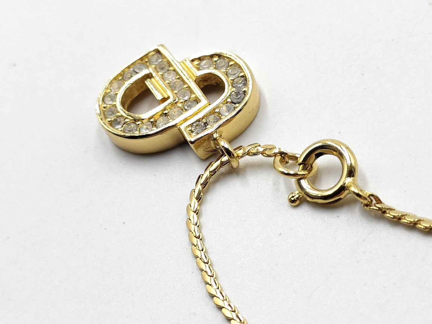 Dior CD logo rhinestone bracelet necklace