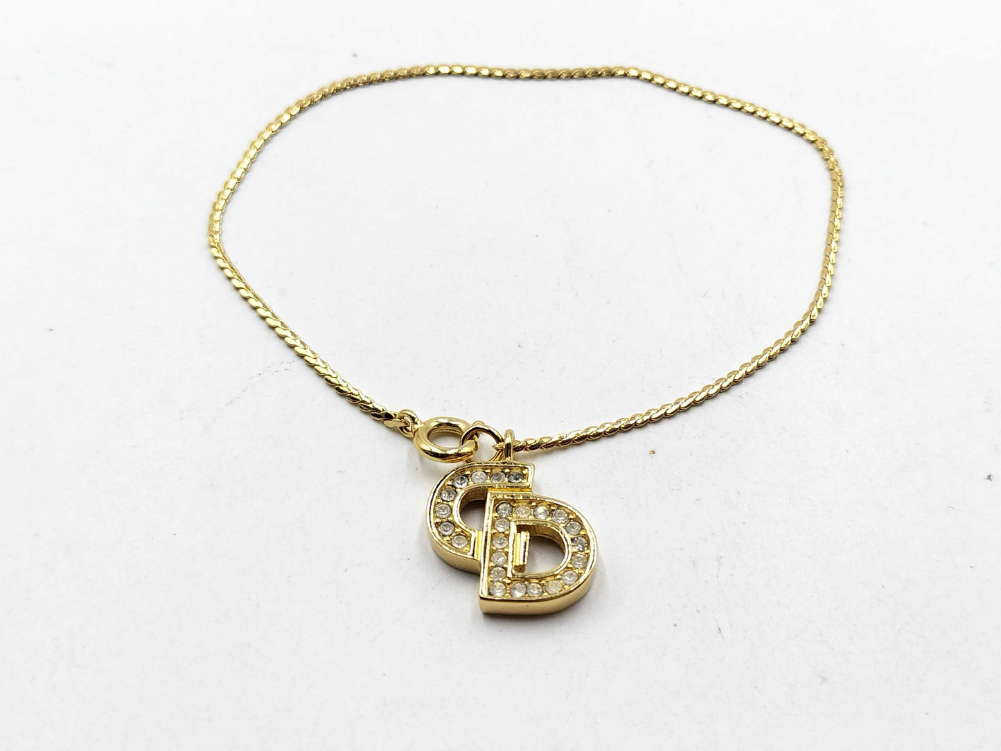 Dior CD logo rhinestone bracelet necklace