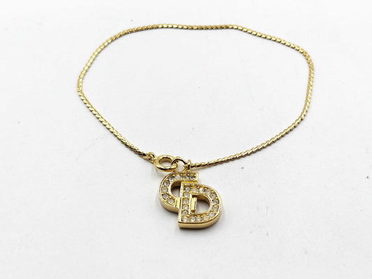 Dior CD logo rhinestone bracelet necklace