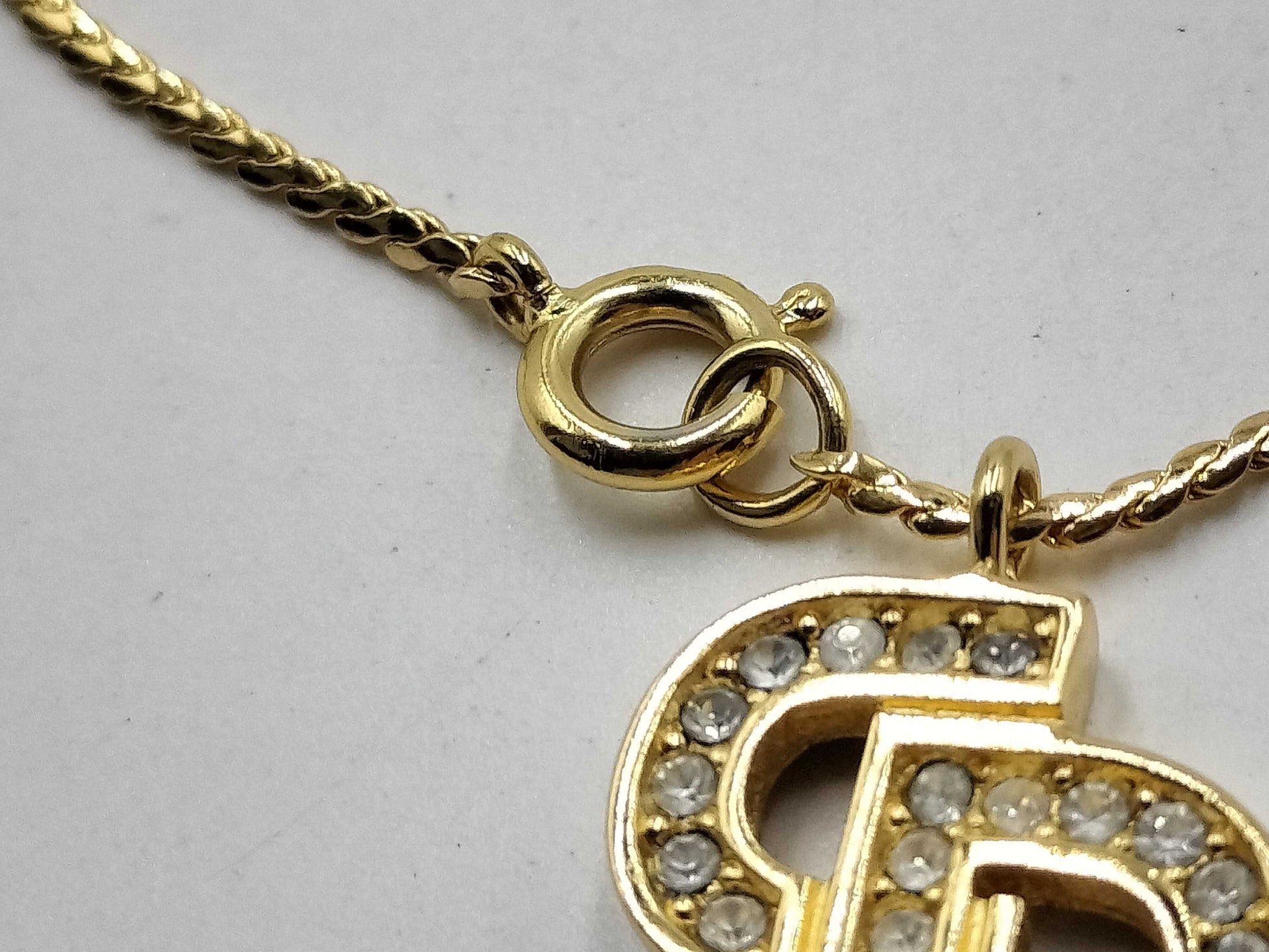 Dior CD logo rhinestone bracelet necklace