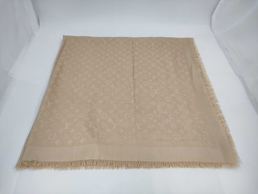 LOUIS VUITTON Monogram Large Shawl Gold Scarf