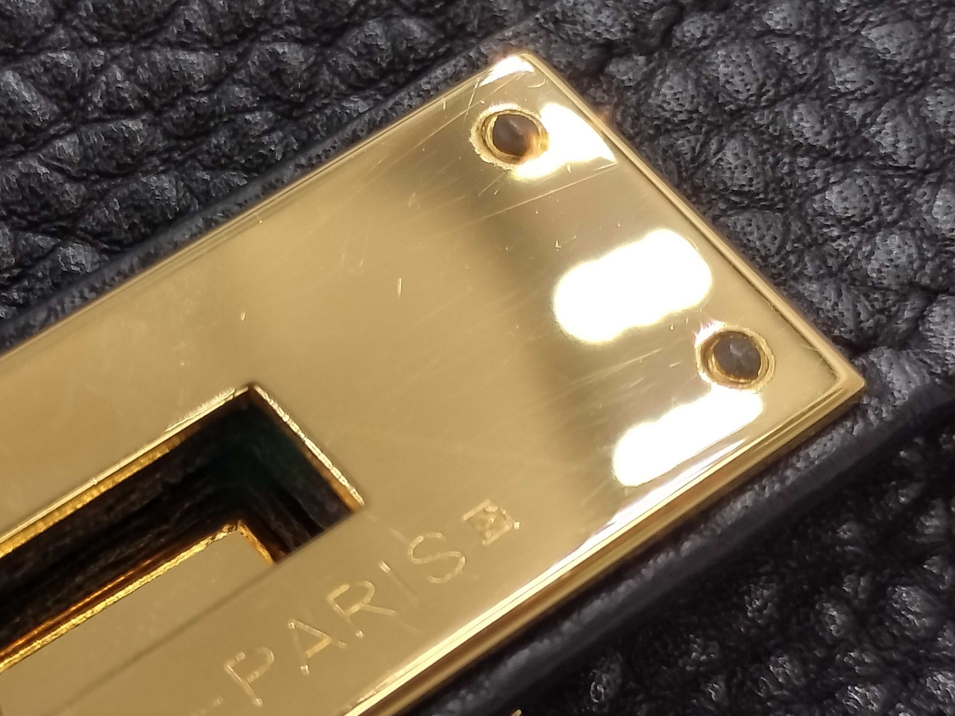 HERMES Kelly 35 Togo Black Handbag with P Stamp and GD Hardware