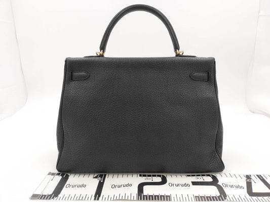 HERMES Kelly 35 Togo Black Handbag with P Stamp and GD Hardware