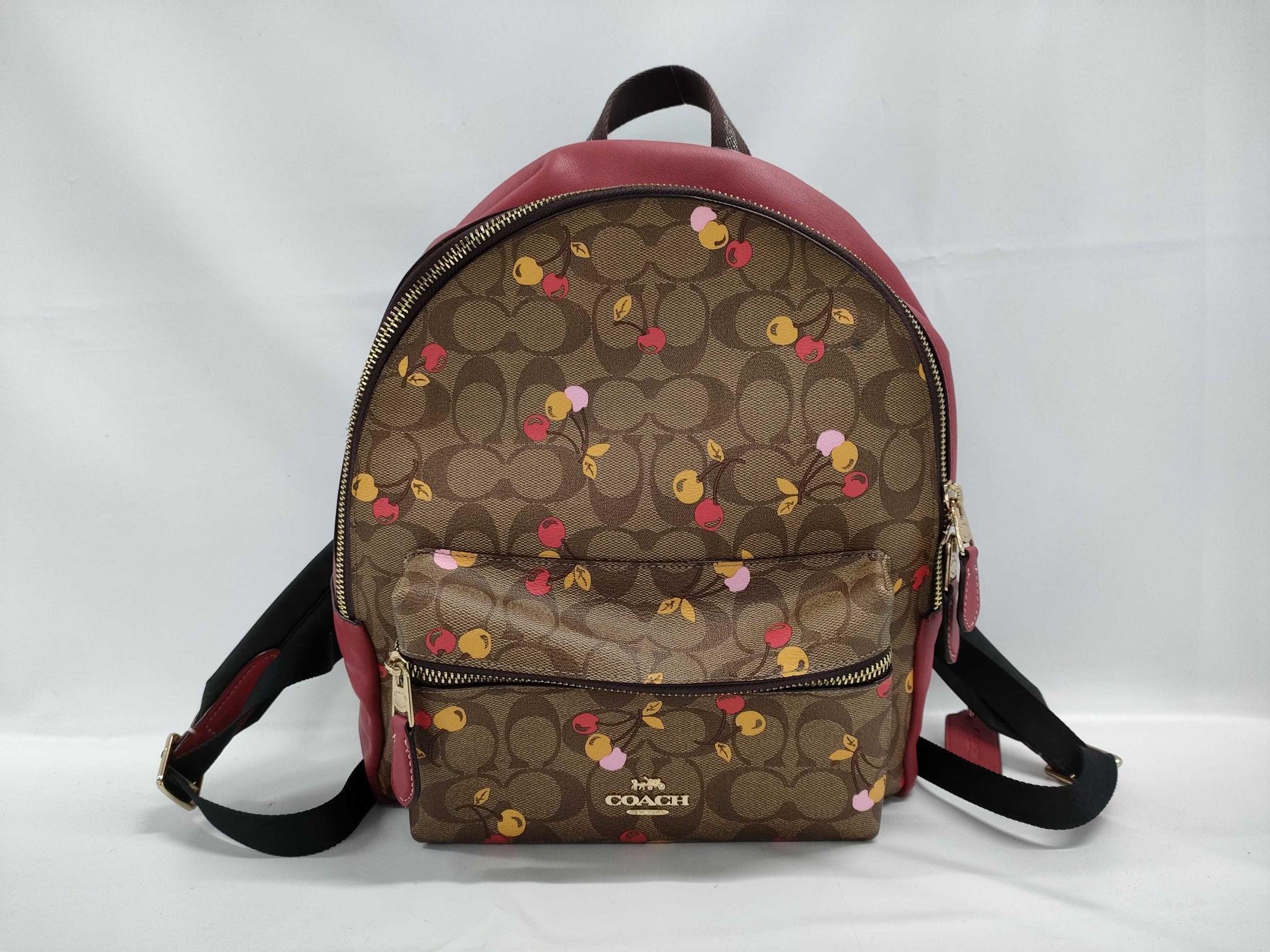 COACH Signature F31372 PVC and Leather Cherry Backpack