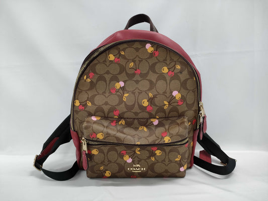 COACH Signature F31372 PVC and Leather Cherry Backpack