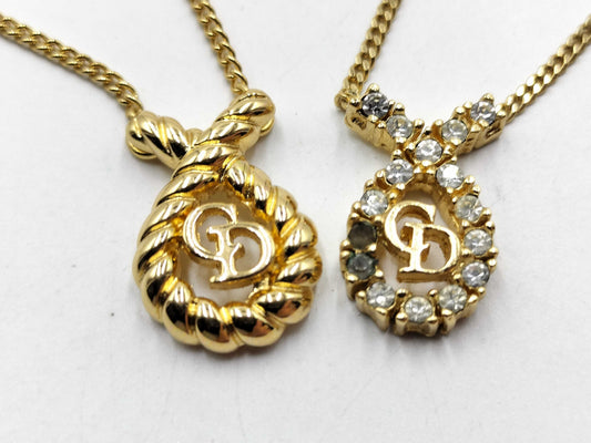 Dior Gold Plated Logo/Rhinestone Necklace Set Accessories Collection Accessories Collection 